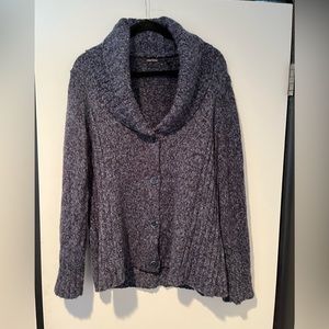 Daisy Fuentes sweater with buttons blue marbled size XL